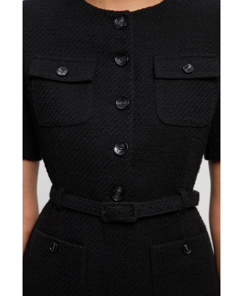 Karen Millen Women's Tweed Belted Mini Dress