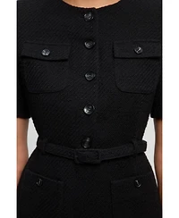 Karen Millen Women's Tweed Belted Mini Dress