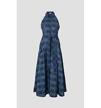 Karen Millen Women's Check Taffeta Belted Maxi Shirt Dress