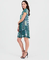 Robbie Bee Women's Short-Sleeve On/Off Shoulder Mini Dress