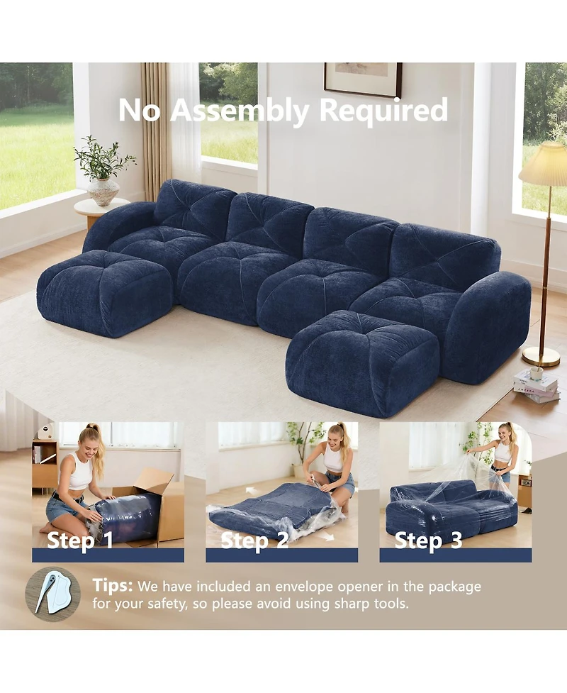 Streamdale Furniture U-shaped Boneless Sofa, Tufted, 32D High Density Sponge