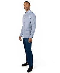 Tailorbyrd Men's Yarn Dyed Melange Linen Long Sleeve Shirt