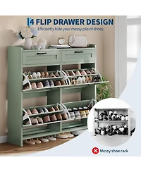 gaomon Shoe Cabinet with 4 Flip Drawers & 2 Top Drawers