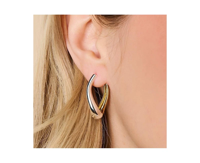 Little Sky Stone Ash Two Tone Hoops