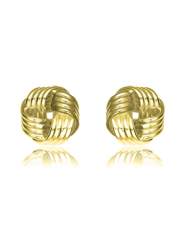14K Gold Plated Twisted Button Stud Earrings
