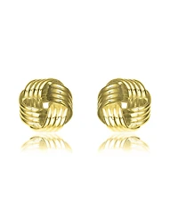 14K Gold Plated Twisted Button Stud Earrings