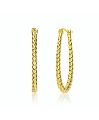 14K Gold Plated "U" Large Hoop Earrings