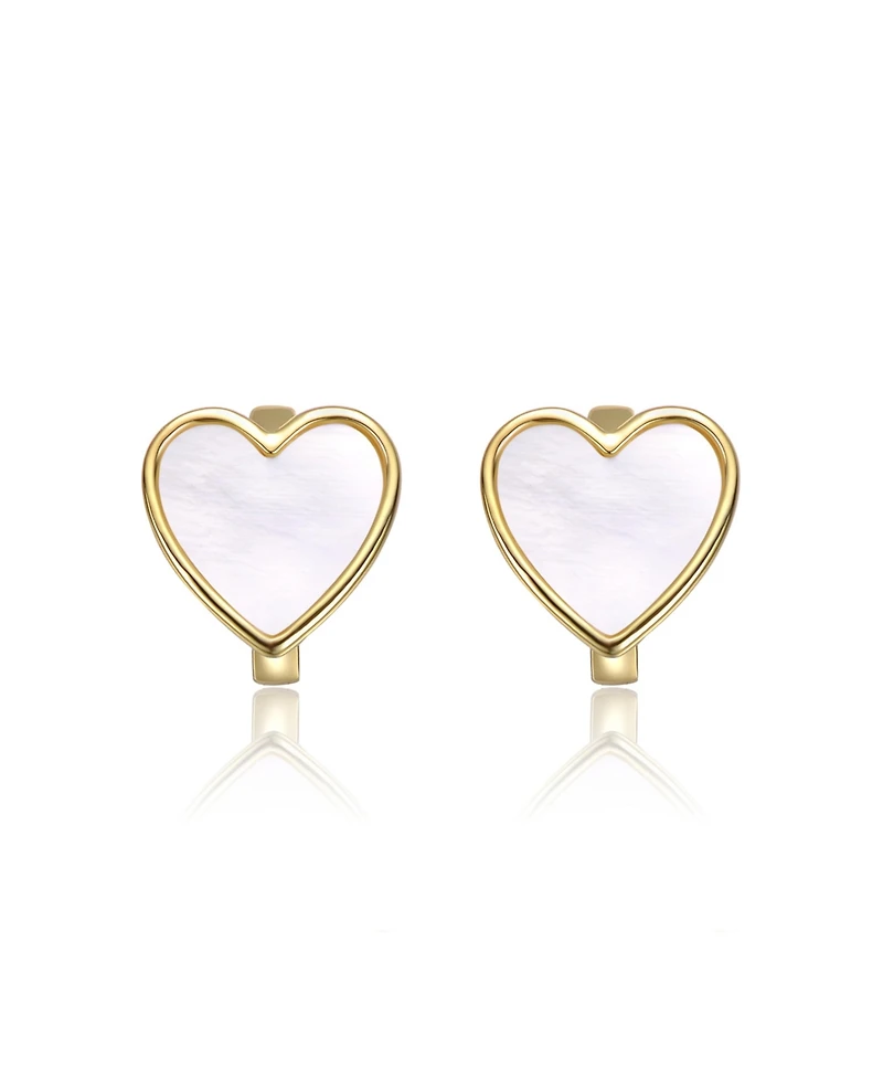 GiGiGirl Adorable Kids 14k Gold Plated Mother of Pearl Heart Earrings