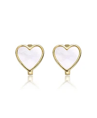 GiGiGirl Adorable Kids 14k Gold Plated Mother of Pearl Heart Earrings