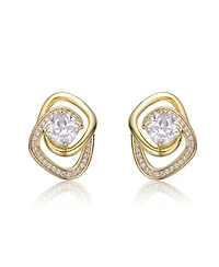 14k Gold Plated Cubic Zirconia Double Love Knot Stud Earrings