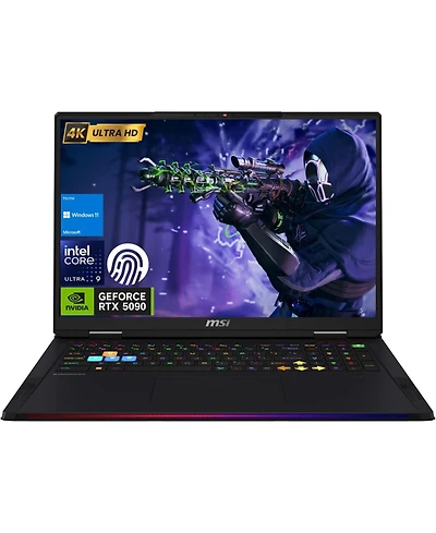 Msi Raider 18 18" Traditional Laptop Intel Core Ultra 9 64GB Ram Nvidia GeForce Rtx 5090 1TB Ssd Storage Windows 11 Home 120Hz