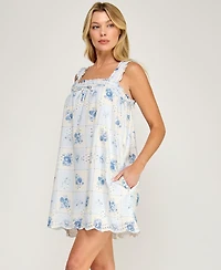 Beauty & Grace Women's Square Neck Sleeveless Printed Short Dress