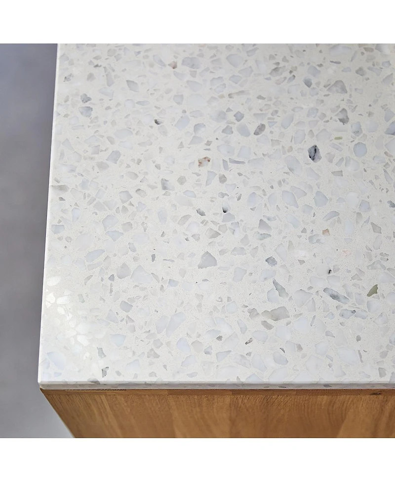 Tikamoon Miho low bookcase in solid oak and white premium terrazzo