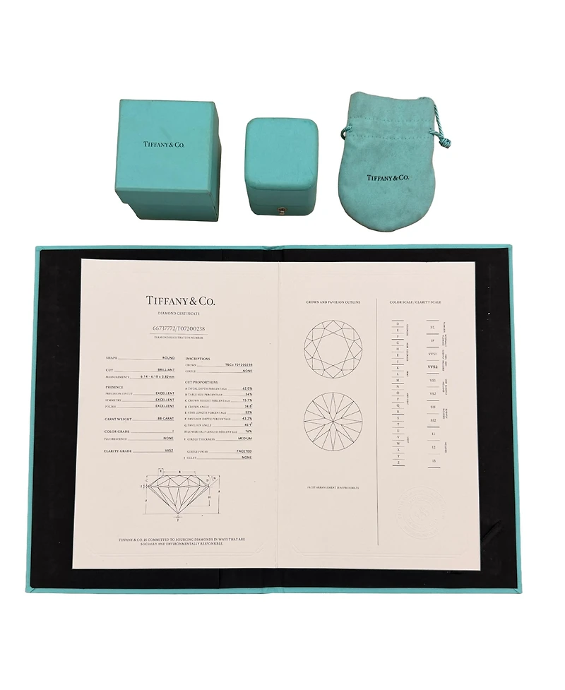 Pre-Owned Tiffany & Co 0.88 ct Round Brilliant Diamond Engagement Ring