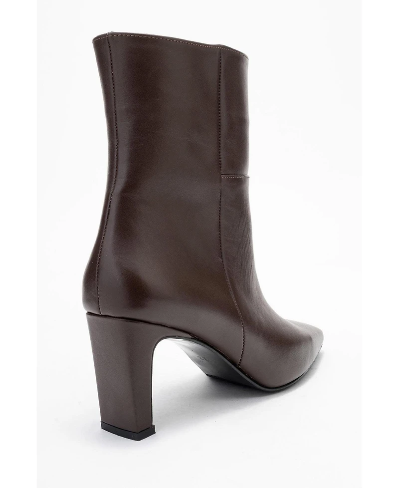 Forever & Always Shoes Women's Kyoto Leather Block Heel Boot