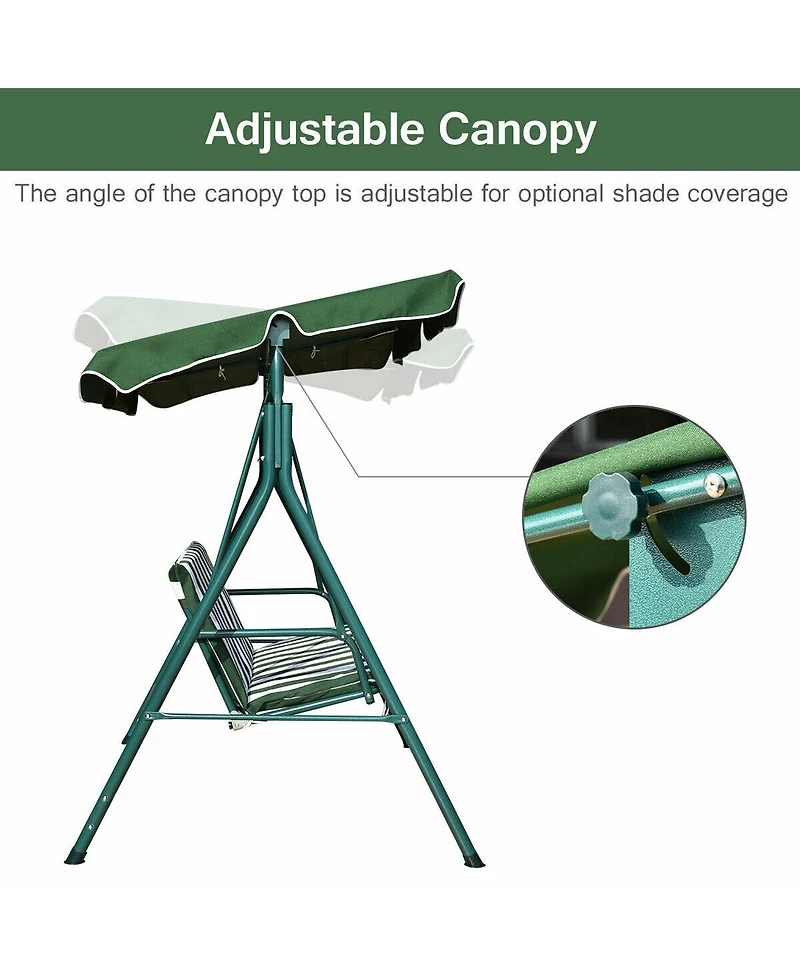 Mecale 2-Person Outdoor Canopy Swing, Weather-Resistant for Porch & Backyard