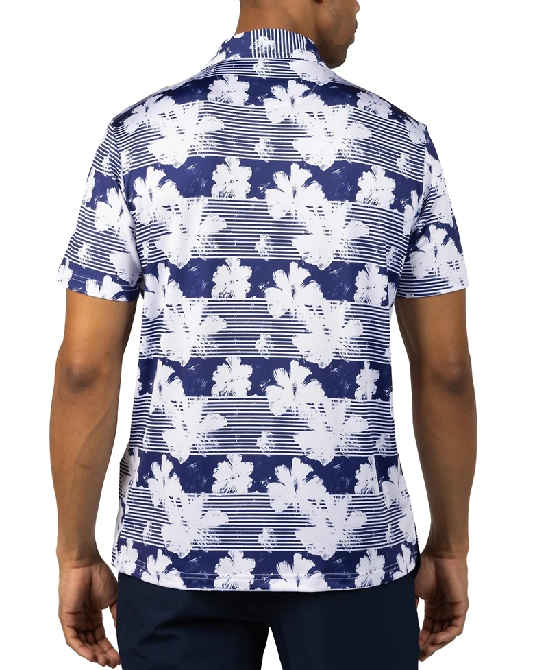 Tailorbyrd Men's Tropical Stripe Floral Printed Performance Polo