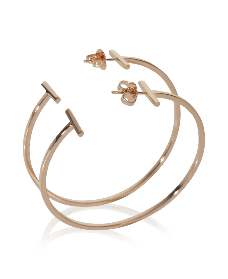 Pre-Owned Tiffany & Co Rose Gold Extra Large Tiffany T Wire Hoop Earrings