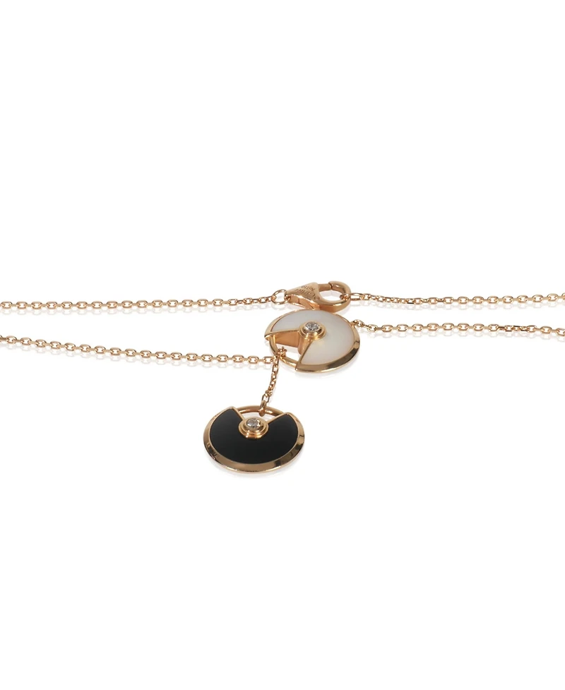 Pre-Owned Cartier Rose Gold Mother Of Pearl and Onyx Amulette de Cartier Lariat Necklace