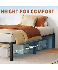 gaomon 16 Inch Metal Bed Frame, Heavy Duty Metal Platform Bed Frame with Reinforced Slats Support, 800 Lbs Load Capacity, Noise Free