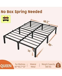 gaomon 16 Inch Metal Bed Frame, Heavy Duty Metal Platform Bed Frame with Reinforced Slats Support, 800 Lbs Load Capacity, Noise Free