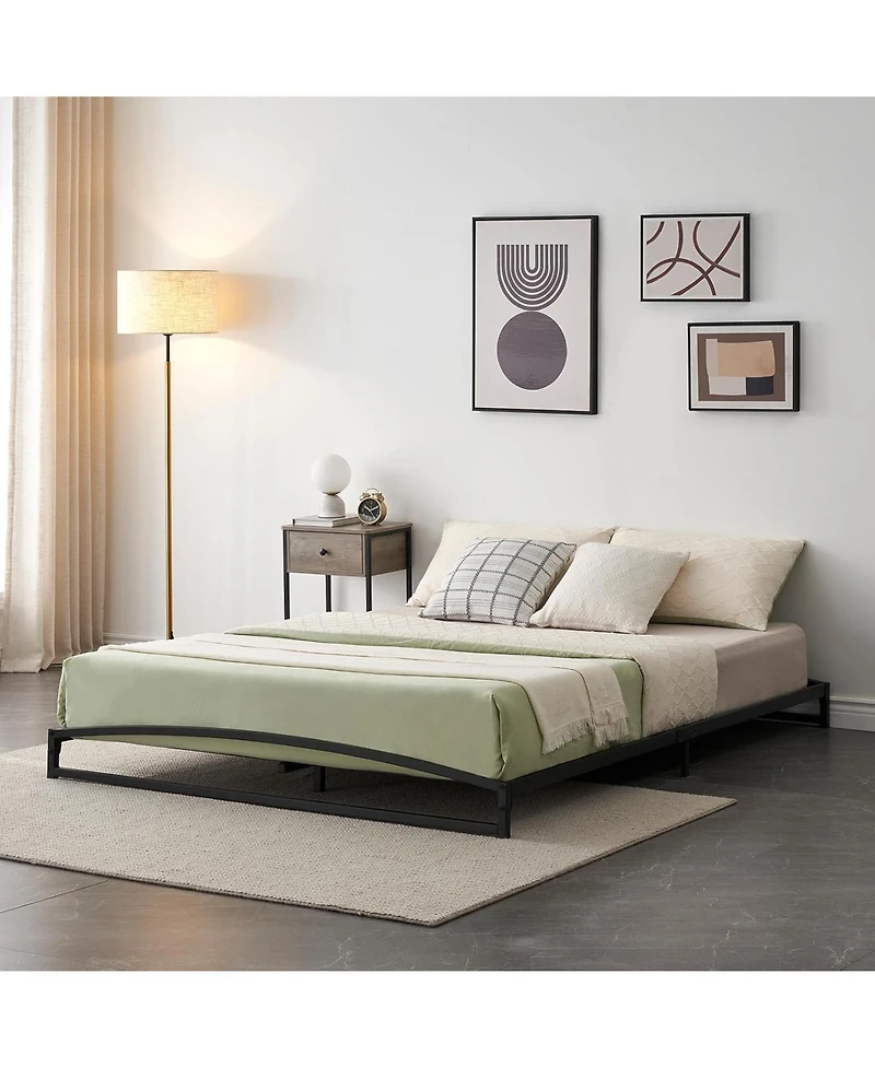 gaomon Simple Upholstered Panel Bed Frame, Modern Bed Base with Comfortable Headboard