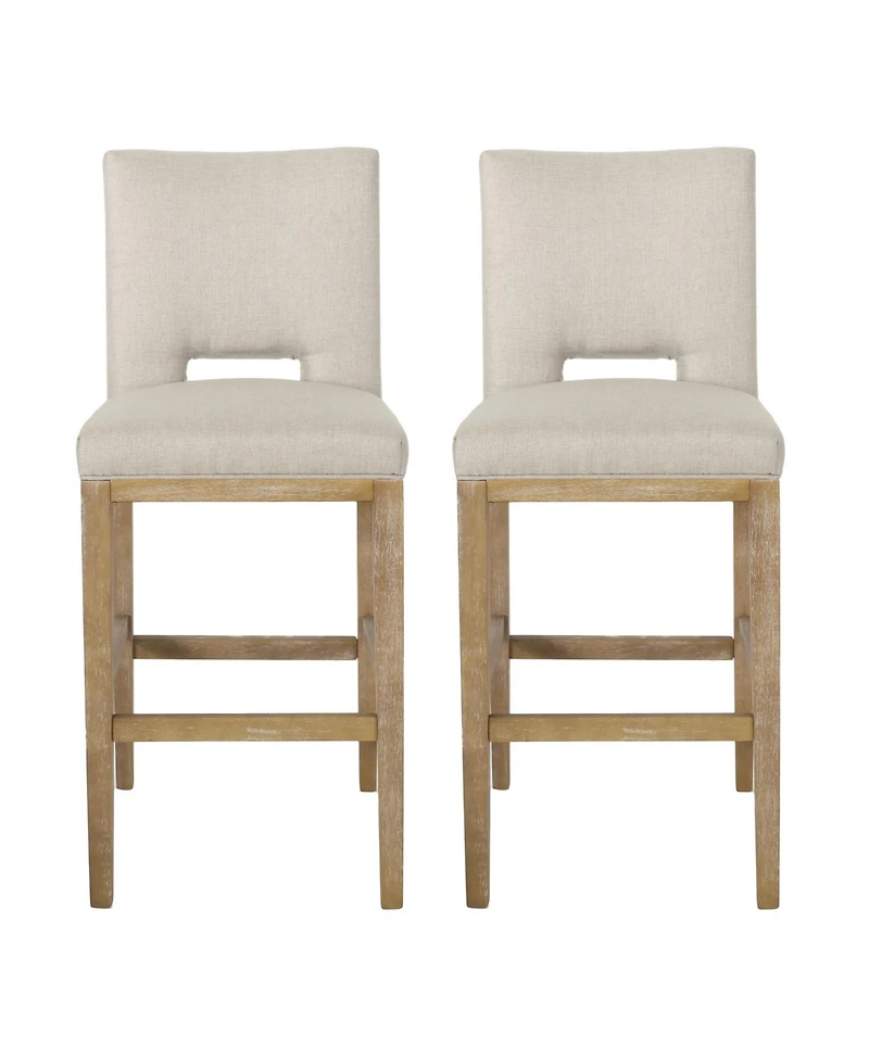 Streamdale Furniture Modern Bar Stool with Rubberwood Legs & L-Backrest Set of 2