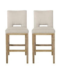 Streamdale Furniture Modern Bar Stool with Rubberwood Legs & L-Backrest Set of 2