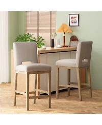 Streamdale Furniture Modern Bar Stool with Rubberwood Legs & L-Backrest Set of 2