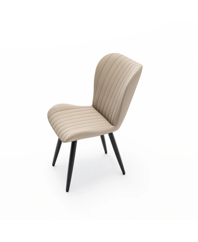 Streamdale Furniture Set of 2 Modern Pu Leather Dining Chairs with Thick Cushions & Metal Legs