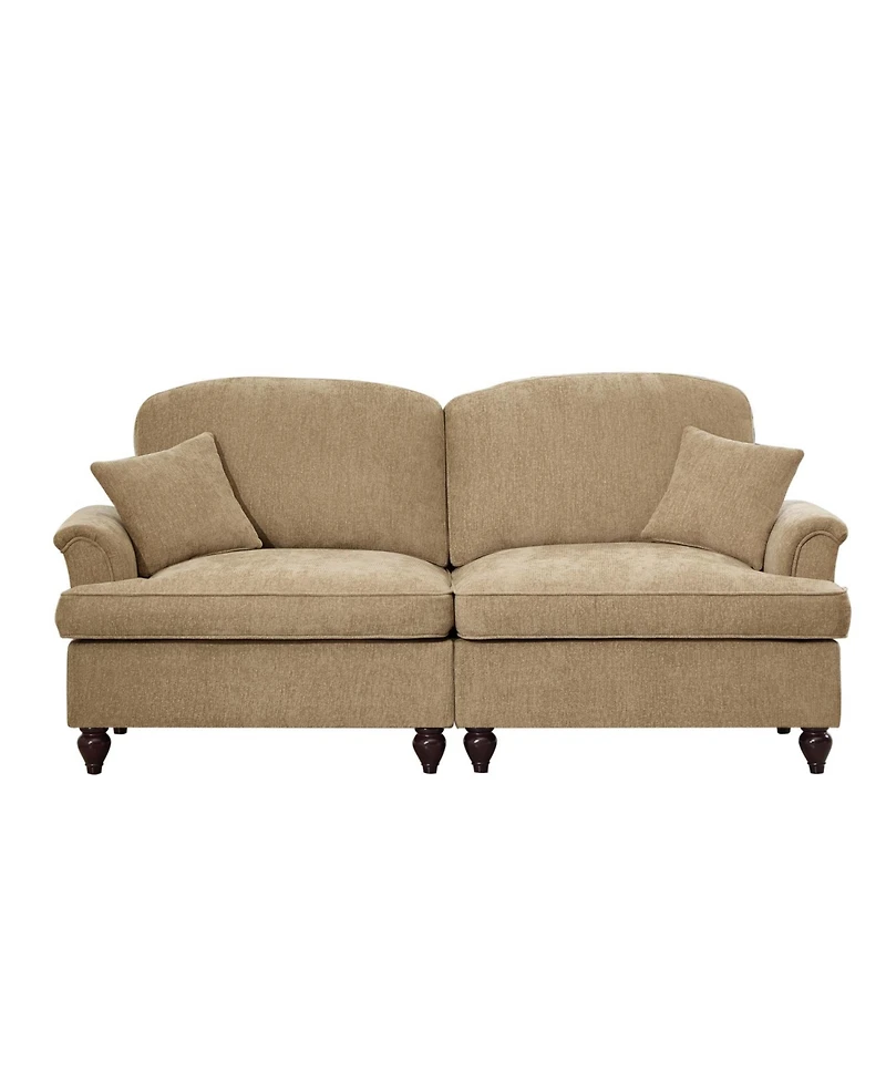 Streamdale Mid Century Chenille Loveseat Sofa with Flared Arms & Spindle Legs - Light Coffee
