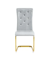 Streamdale Furniture Set of 4 Retro Alligator Upholstered Dining Chairs with Crystal Buckle & Faux Leather