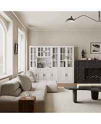 Homsee Modern Bookcase, Sideboard with 19-Tier Shelves and 2 Drawers