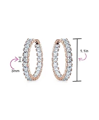 Bling Jewelry Fancy Cubic Zirconia Princess Cut Cz Inside Out Hoop Earrings Plated