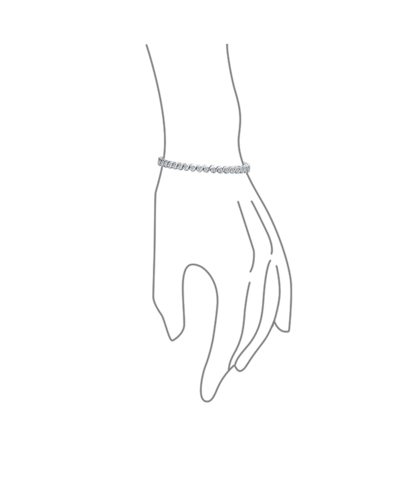 Bling Jewelry Fancy Cocktail Cz Cubic Zirconia Wave S-Link Swirl Tennis Bracelet Silver Plated