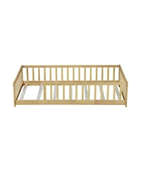 Streamdale Furniture Twin Size Floor Bed with Fence and Safety Guardrails