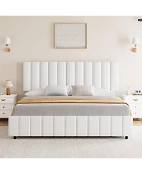 gaomon Queen Bed Frame Upholstered Headboard 4 Drawers Platform Adjustable Headboard Wood Slats No Box Spring