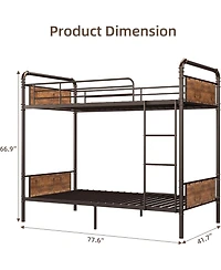 gaomon Twin Metal Bunk Bed Twin Over Twin Heavy Duty Guardrail Ladders Convertible Beds Kids Adults No Box Spring