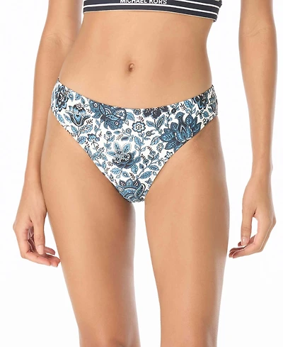 Michael Kors Women's Printed High-Leg Bikini Bottoms