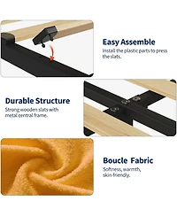 gaomon Twin Bed Frame Boucle Upholstered Storage Headboard 2 Drawers Shelf Noise Free Easy Build No Box Spring