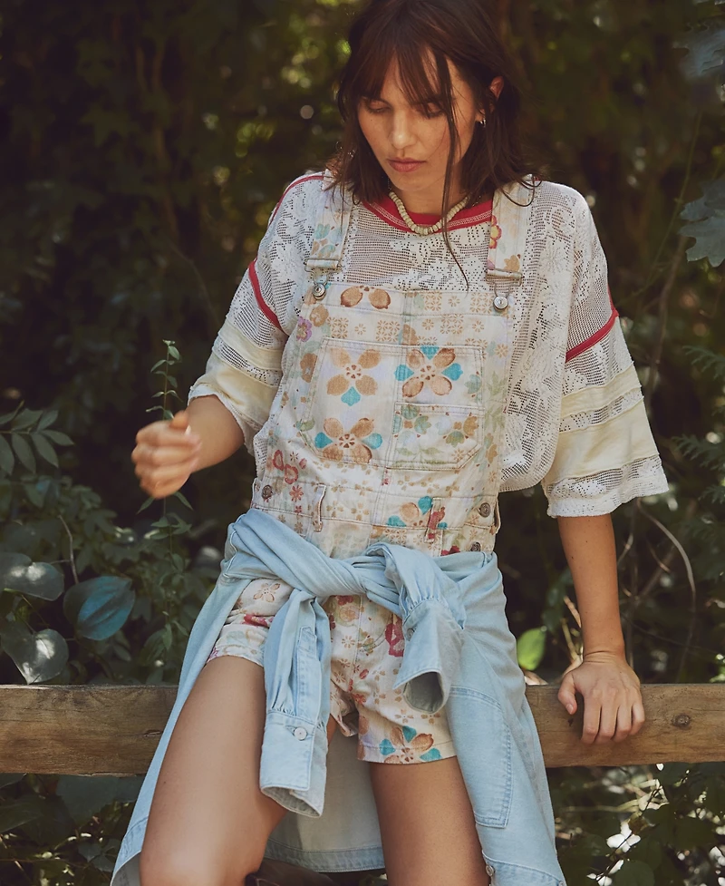 Free People Women's Ziggy Printed Square Neck Shortall