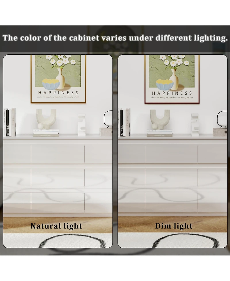 Homsee 63" High Gloss 9 Drawer Dresser,Modern Bedroom Chest