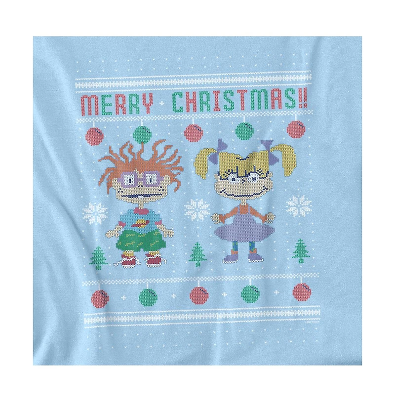 Rugrats Men's Merry Ugly Christmas Sweater With Chucky And Angelica T-Shirt