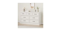 gaomon 7 Drawer Dresser for Bedroom, 55'' Wide Wooden Dressers with Metal Handle, Mid Century Modern Chest of Drawers