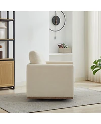 Clihome Square Swivel Accent Chair, Chenille Upholstered Leisure 360° Rotation Comfy Armchair