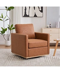 Clihome Modern Swivel Accent Chair, 360° Rotation Leisure Chair with Removable Cushion