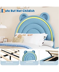 gaomon Velvet Bed Frame with Led Light Storage Drawer Upholstered Platform Bear Headboard Wood Slats No Box Spring