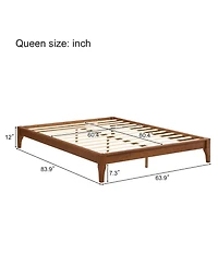 Streamdale Furniture Solid Bamboo Platform Bed Frame, 12" Queen Size