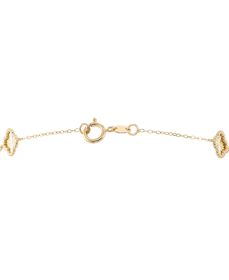 Macy's Textured Clover Link Bracelet in 10k Yellow Gold
