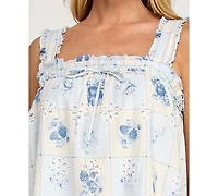 Beauty & Grace Women's Square Neck Sleeveless Printed Short Dress